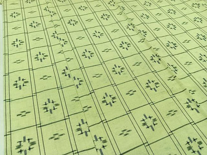 平和屋着物▽上質な紬　単衣　格子花文　正絹　逸品　AABB3910jh