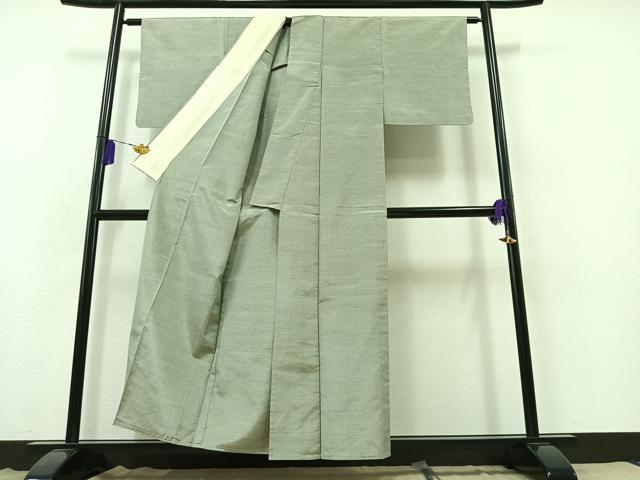 平和屋着物▽上質な紬　単衣　霞文　正絹　逸品　AABB3912jh