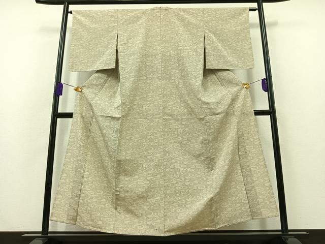 平和屋着物▽お召 単衣 流水文 正絹 逸品 AABB3916jh