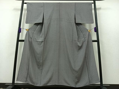 平和屋着物▽江戸小紋 単衣 麻の葉文様 正絹 逸品 AABB3919jh