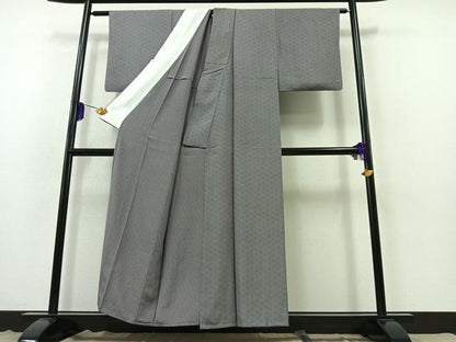 平和屋着物▽江戸小紋 単衣 麻の葉文様 正絹 逸品 AABB3919jh