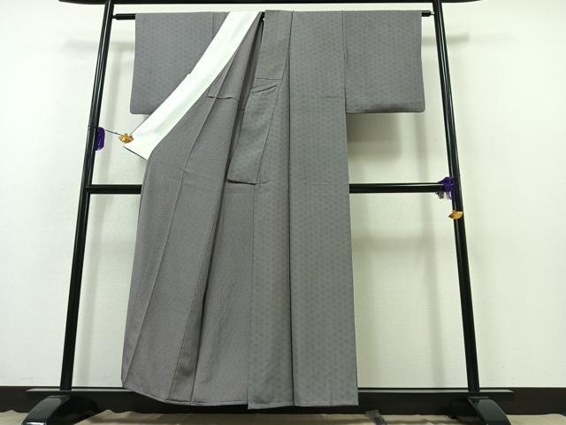 平和屋着物▽江戸小紋 単衣 麻の葉文様 正絹 逸品 AABB3919jh