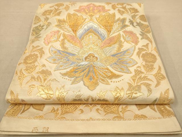 平和屋着物◎六通柄袋帯　更紗花文　金銀糸　正絹　逸品　AABB3961dt