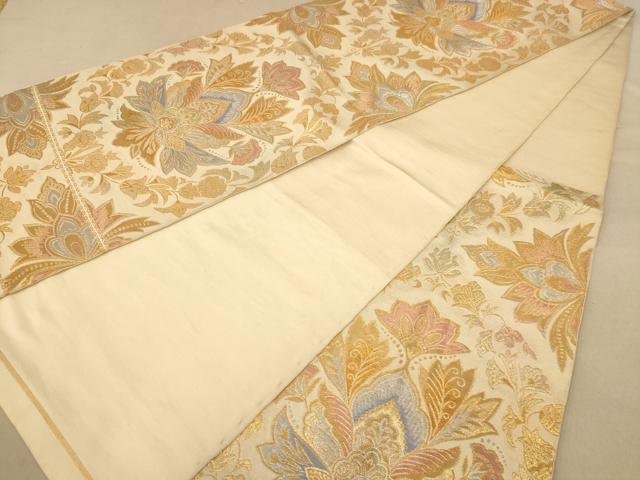 平和屋着物◎六通柄袋帯　更紗花文　金銀糸　正絹　逸品　AABB3961dt