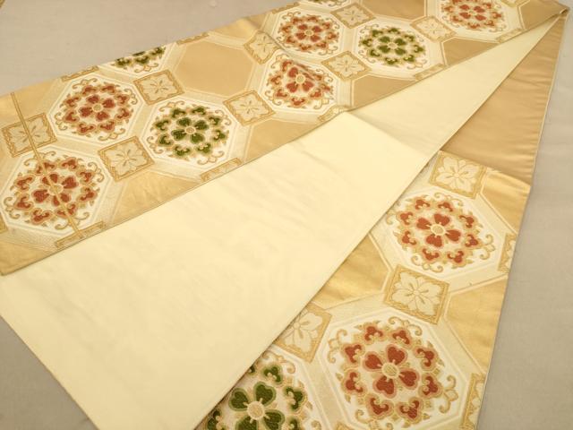 平和屋着物◎六通柄袋帯 唐織 蜀江花文 金糸 正絹 逸品 AABB3962dt