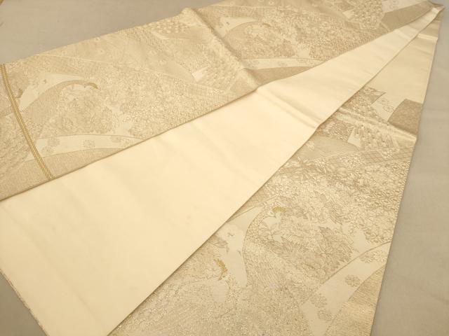平和屋着物◎六通柄袋帯　唐織　孔雀花文　九百彩箔錦　正絹　逸品　AABB3980dt