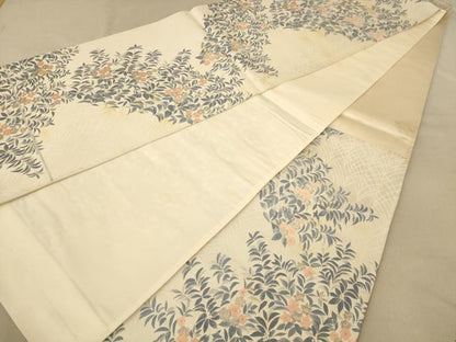 平和屋着物◎六通柄袋帯　唐織　草花文　銀糸　正絹　逸品　AABB3984dt