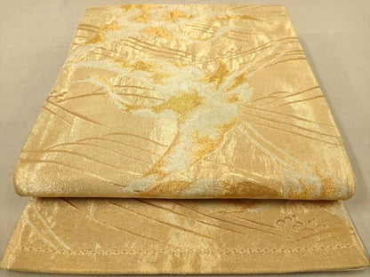 平和屋着物◎六通柄袋帯　飛鶴文　金糸　正絹　逸品　AABB3986dt