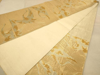 平和屋着物◎六通柄袋帯　飛鶴文　金糸　正絹　逸品　AABB3986dt