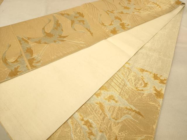 平和屋着物◎六通柄袋帯　飛鶴文　金糸　正絹　逸品　AABB3986dt