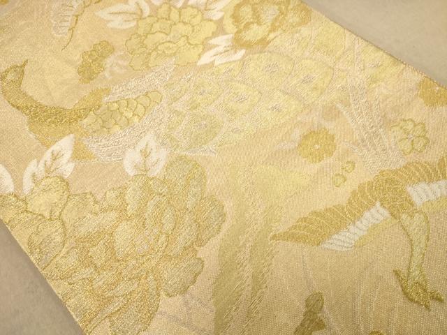 平和屋着物◎佐賀錦　六通柄袋帯　孔雀花文　金銀糸　正絹　逸品　AABB3988dt