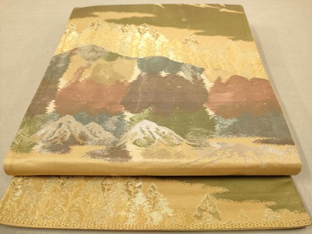 平和屋着物◎六通柄袋帯　遠山風景文　金銀糸　正絹　逸品　AABB3989dt