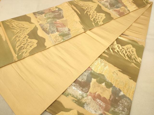 平和屋着物◎六通柄袋帯　遠山風景文　金銀糸　正絹　逸品　AABB3989dt