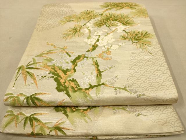 平和屋着物◎六通柄袋帯　唐織　枝松文　金銀糸　正絹　逸品　AABB3990dt