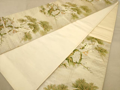 平和屋着物◎六通柄袋帯　唐織　枝松文　金銀糸　正絹　逸品　AABB3990dt
