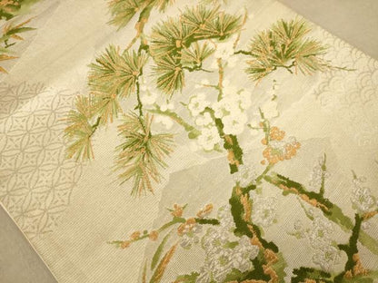 平和屋着物◎六通柄袋帯　唐織　枝松文　金銀糸　正絹　逸品　AABB3990dt