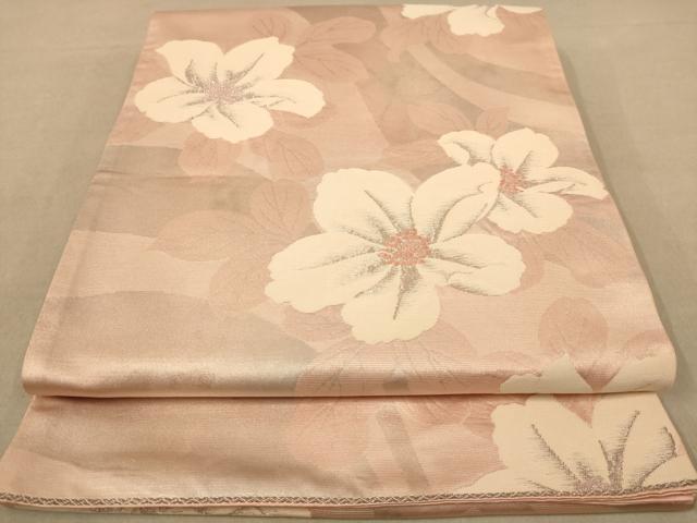 平和屋着物◎六通柄袋帯　草花文　銀糸　正絹　逸品　AABB3994dt