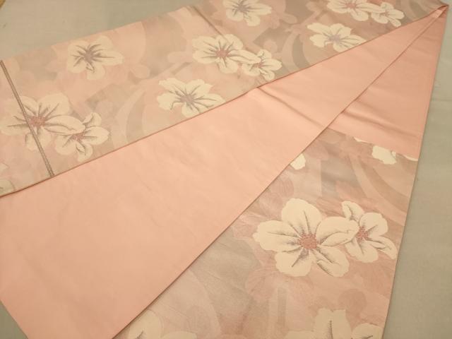 平和屋着物◎六通柄袋帯　草花文　銀糸　正絹　逸品　AABB3994dt