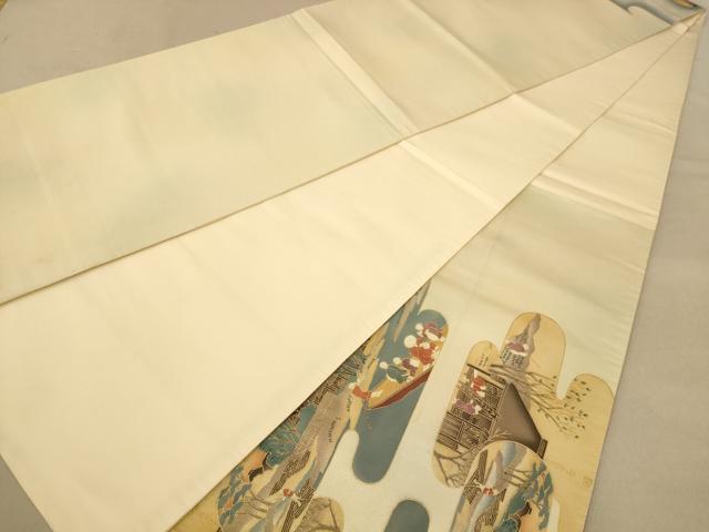 平和屋着物◎太鼓柄袋帯　人物風景文　金彩　正絹　逸品　AABB3995dt