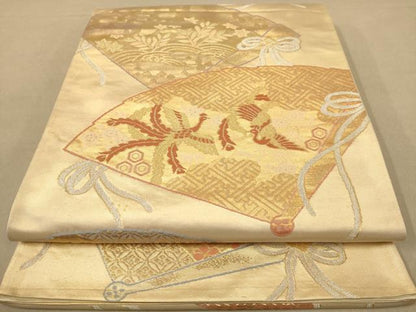 平和屋着物◎六通柄袋帯　地紙鳳凰花文　金銀糸　正絹　逸品　AABB3996dt