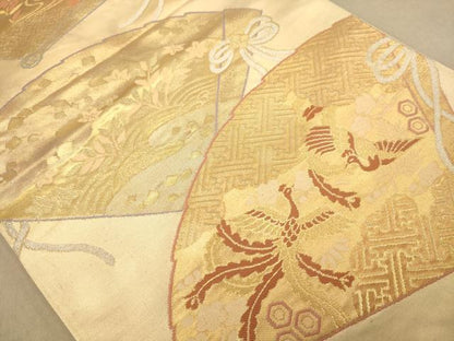 平和屋着物◎六通柄袋帯　地紙鳳凰花文　金銀糸　正絹　逸品　AABB3996dt