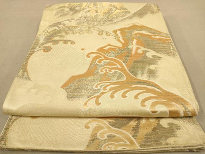 平和屋着物◎六通柄　京袋帯　立波文　金糸　正絹　逸品　AABB3999dt