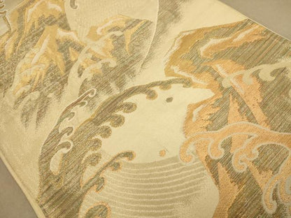 平和屋着物◎六通柄　京袋帯　立波文　金糸　正絹　逸品　AABB3999dt