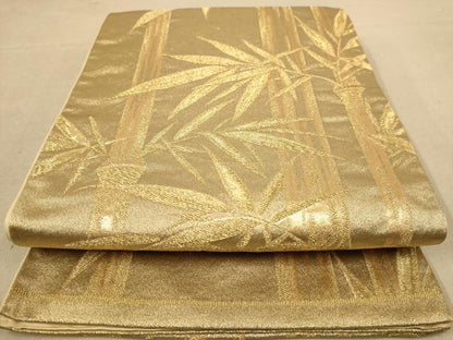 平和屋着物◎六通柄袋帯　笹竹文　金糸　正絹　逸品　AABB4002dt