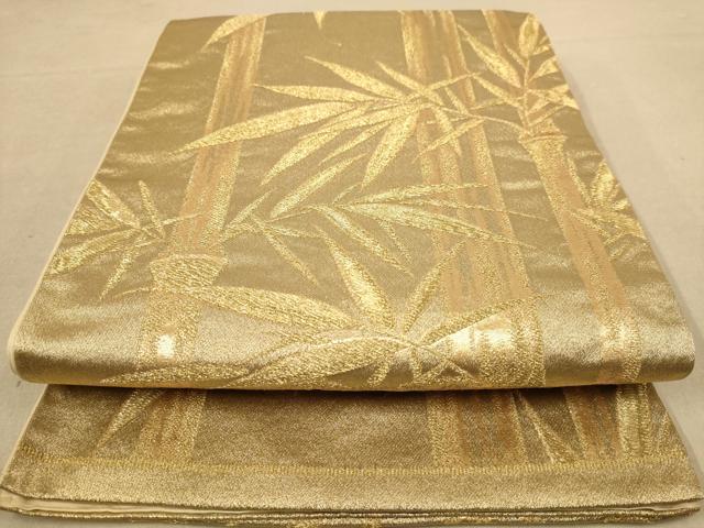 平和屋着物◎六通柄袋帯　笹竹文　金糸　正絹　逸品　AABB4002dt