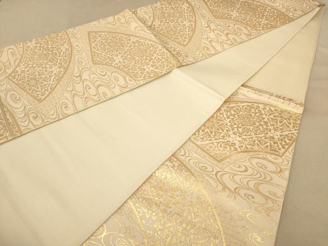 平和屋着物◎六通柄袋帯　地紙花文　金糸　正絹　逸品　AABB4005dt