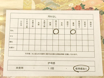 平和屋着物◎六通柄袋帯　唐織　花鳥文　金糸　正絹　逸品　AABB4007dt