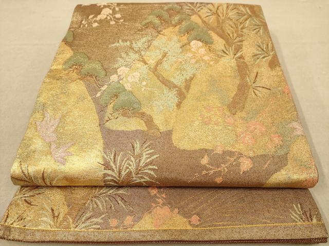 平和屋着物◎佐賀錦　六通柄袋帯　枝松文　金糸　正絹　逸品　AABB4009dt