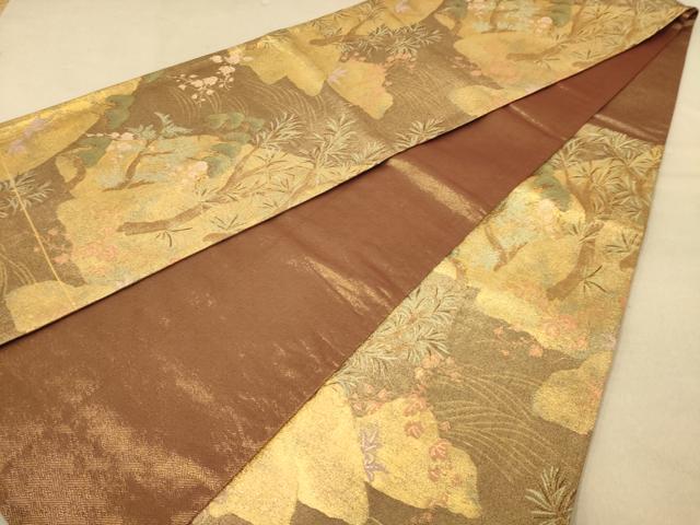平和屋着物◎佐賀錦　六通柄袋帯　枝松文　金糸　正絹　逸品　AABB4009dt