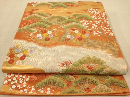 平和屋着物◎六通柄袋帯　唐織　浜松　金糸　正絹　逸品　AABB4010dt
