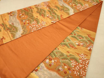 平和屋着物◎六通柄袋帯　唐織　浜松　金糸　正絹　逸品　AABB4010dt