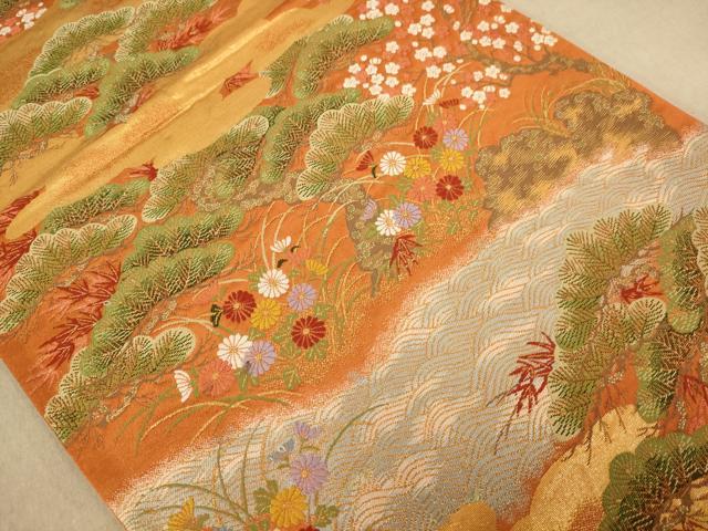 平和屋着物◎六通柄袋帯　唐織　浜松　金糸　正絹　逸品　AABB4010dt