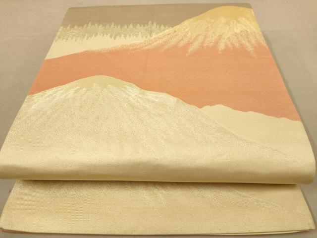 平和屋着物◎六通柄袋帯　遠山風景文　金銀糸　正絹　逸品　AABB4015dt