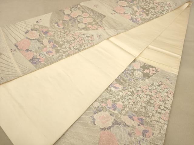 平和屋着物◎六通柄袋帯　唐織　鴛鴦花文　九百錦　プラチナ箔　正絹　逸品　AABB4025dt