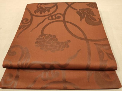 平和屋着物◎六通柄袋帯　葡萄蔦の葉文　正絹　逸品　AABB4030dt
