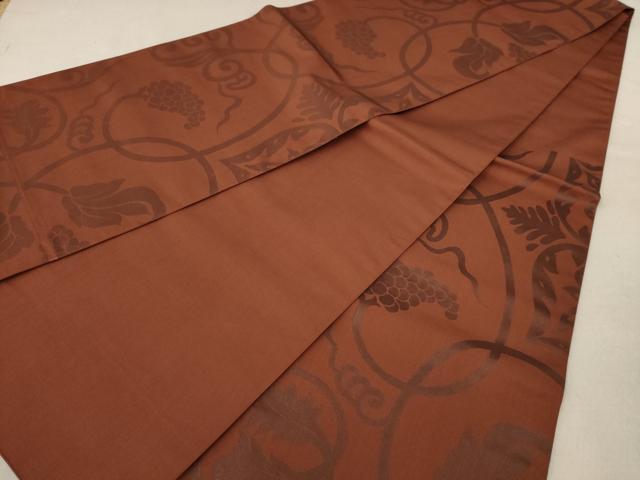 平和屋着物◎六通柄袋帯　葡萄蔦の葉文　正絹　逸品　AABB4030dt