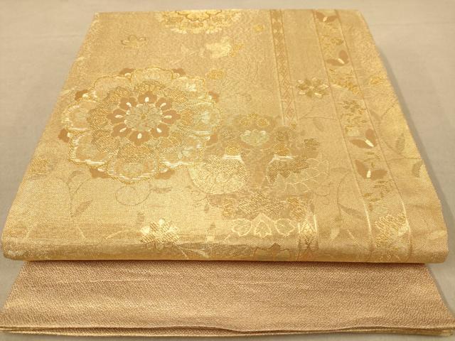 平和屋着物◎六通柄袋帯　舞花文　金糸　正絹　逸品　AABB4032dt
