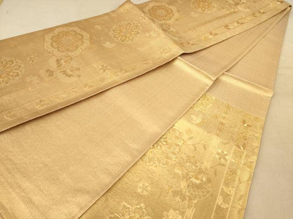 平和屋着物◎六通柄袋帯　舞花文　金糸　正絹　逸品　AABB4032dt