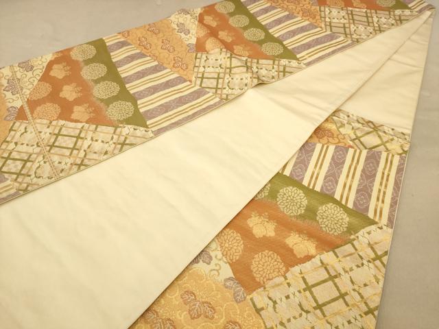 平和屋着物◎六通柄袋帯 吉祥花文 金糸 正絹 逸品 AABB4055dt