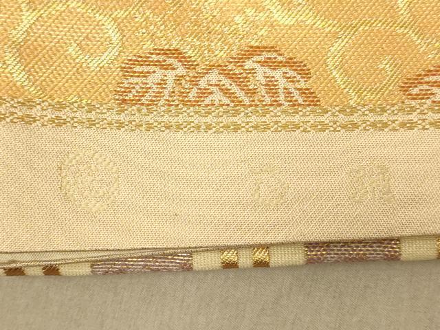 平和屋着物◎六通柄袋帯 吉祥花文 金糸 正絹 逸品 AABB4055dt