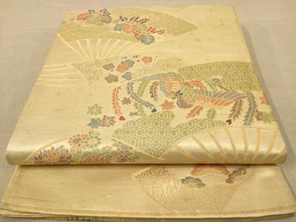 平和屋着物◎六通柄袋帯　鳳凰花文　金糸　正絹　逸品　AABB4056dt