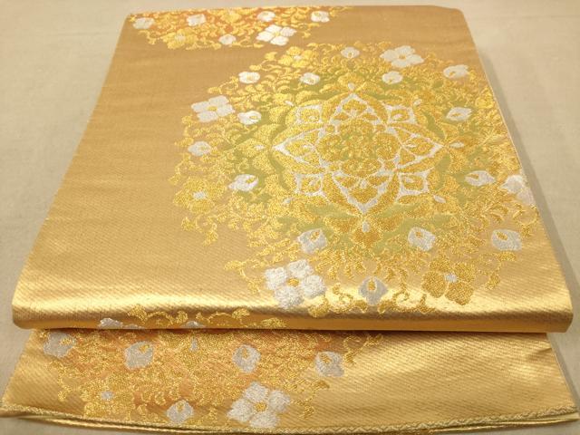 平和屋着物◎六通柄袋帯 正倉院花文 金銀糸 正絹 逸品 AABB4063dt