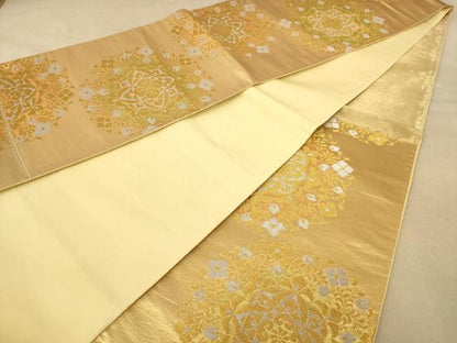 平和屋着物◎六通柄袋帯 正倉院花文 金銀糸 正絹 逸品 AABB4063dt