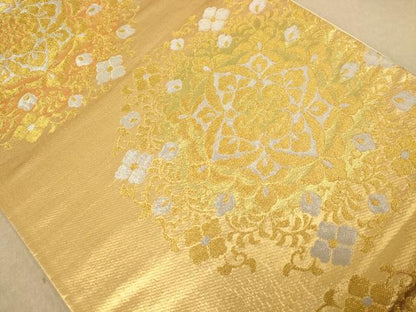 平和屋着物◎六通柄袋帯 正倉院花文 金銀糸 正絹 逸品 AABB4063dt