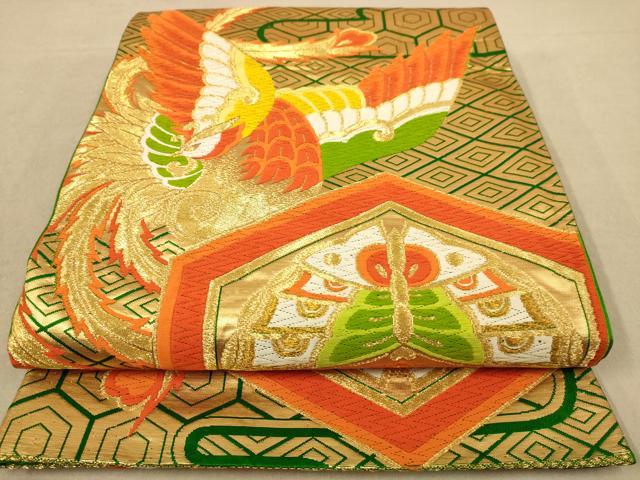 平和屋着物◎六通柄袋帯　唐織　鳳凰　蝶　金糸　正絹　逸品　AABB4064dt