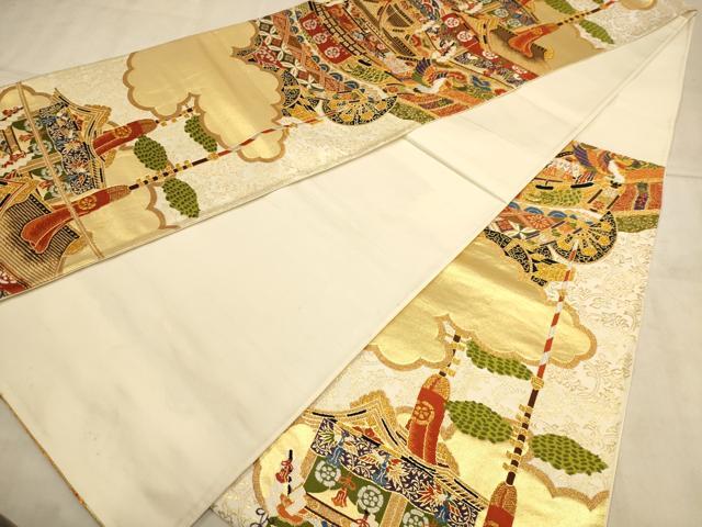 平和屋着物◎六通柄袋帯 唐織 鉾 金銀糸 正絹 逸品 AABB4070dt